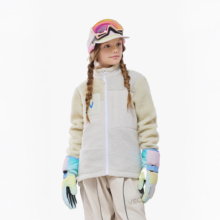 Vector Sand White Kids' Patch Darn Fleece Jacket