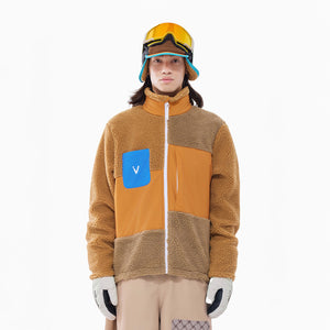 Vector Brown Patch Darn Fleece Jacket - Unisex