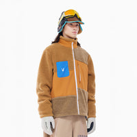 Vector Brown Patch Darn Fleece Jacket - Unisex