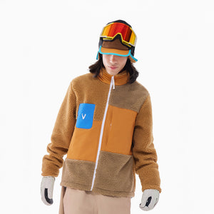 Vector Brown Patch Darn Fleece Jacket - Unisex