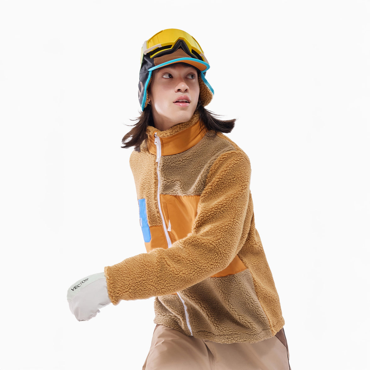 Vector Brown Patch Darn Fleece Jacket - Unisex