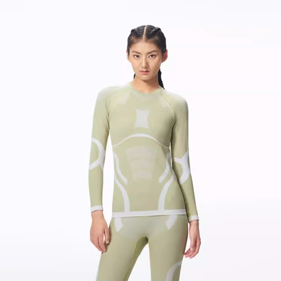 Surpine Women Light Green Merino Wool Base Layer Sets