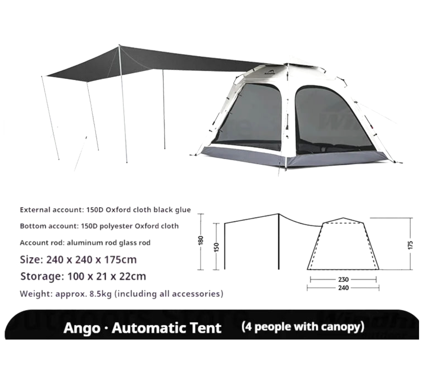 Naturehike Ango 4 Automatic Tent  (With Canopy)
