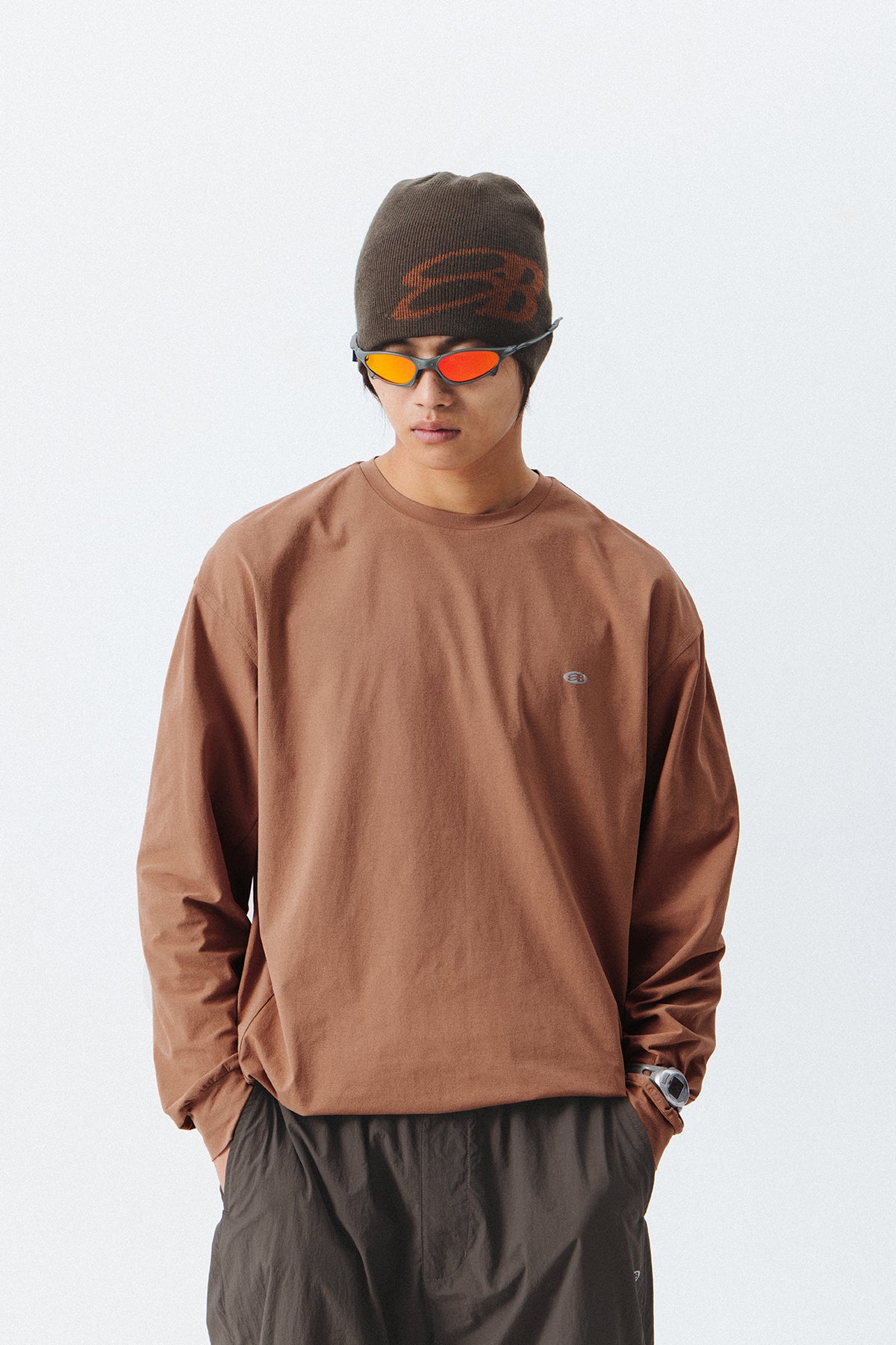 Blue Drawstring Training Unisex Long Sleeve T-shirt