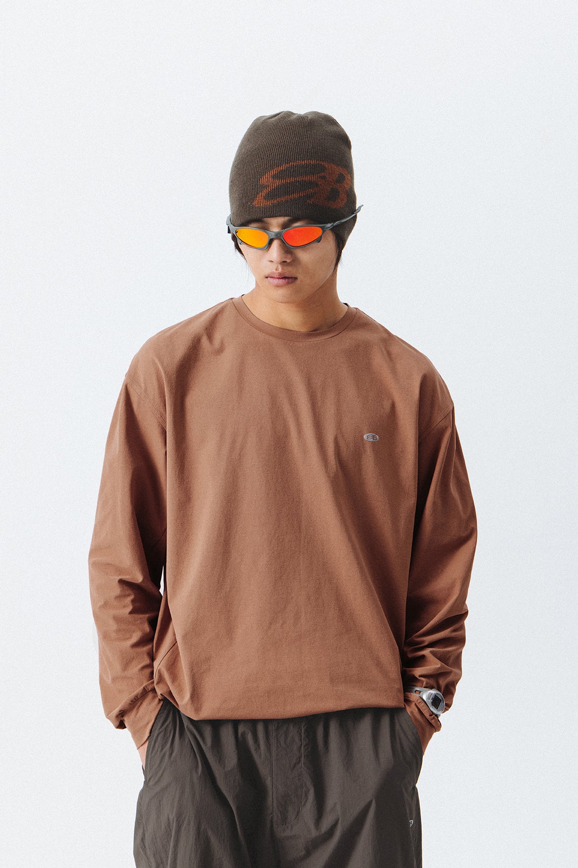 Blue Drawstring Training Unisex Long Sleeve T-shirt