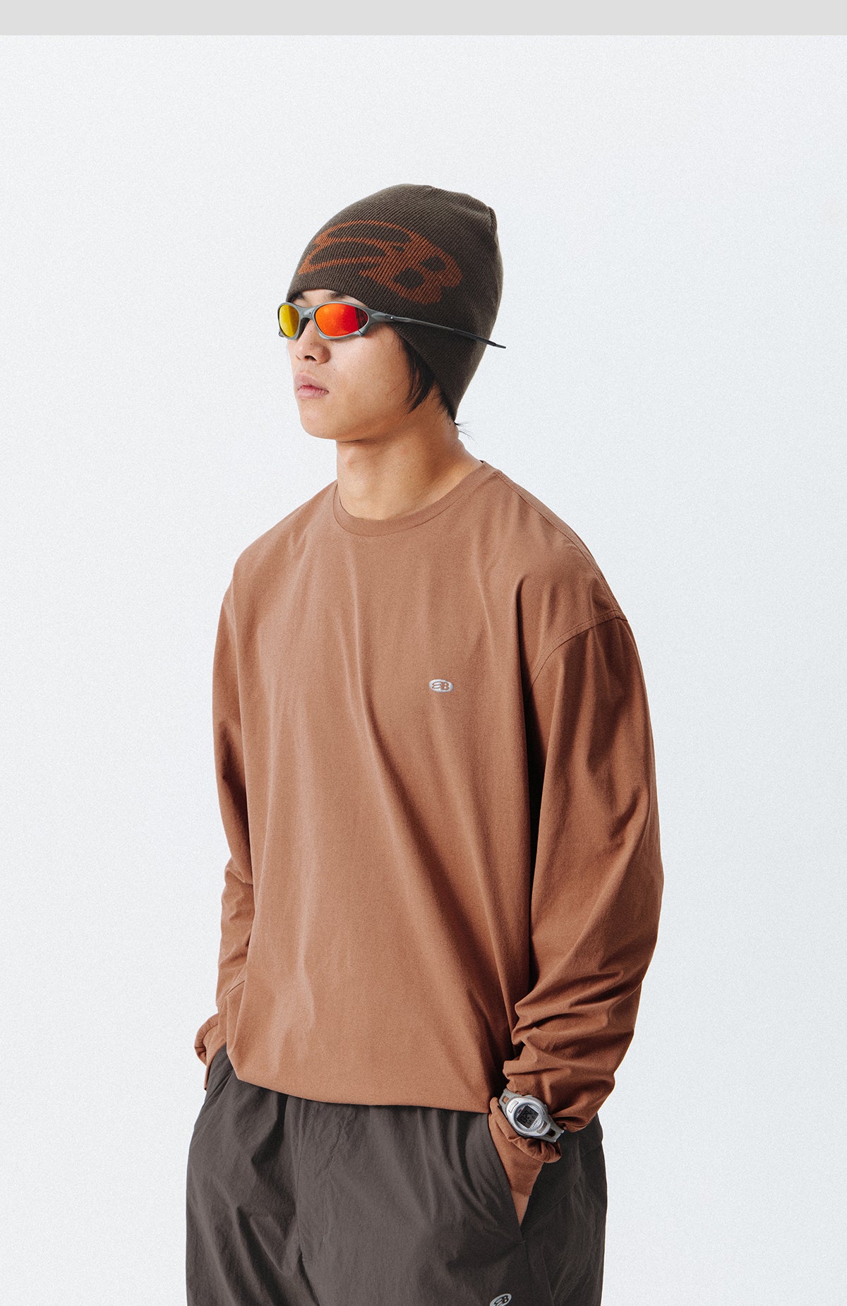 Blue Drawstring Training Unisex Long Sleeve T-shirt