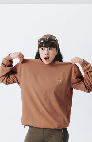 Blue Drawstring Training Unisex Long Sleeve T-shirt