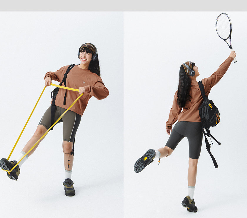 Blue Drawstring Training Unisex Long Sleeve T-shirt