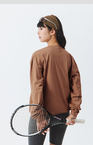 Blue Drawstring Training Unisex Long Sleeve T-shirt