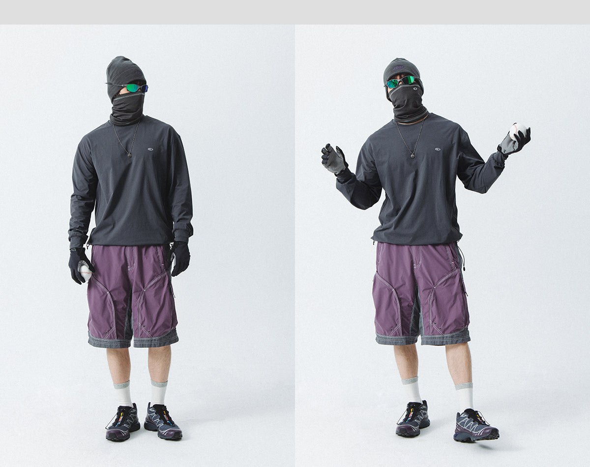 Blue Drawstring Training Unisex Long Sleeve T-shirt