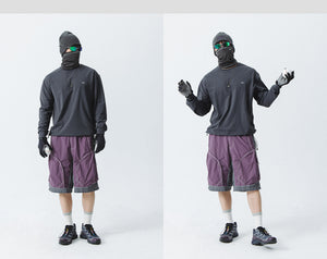 Blue Drawstring Training Unisex Long Sleeve T-shirt