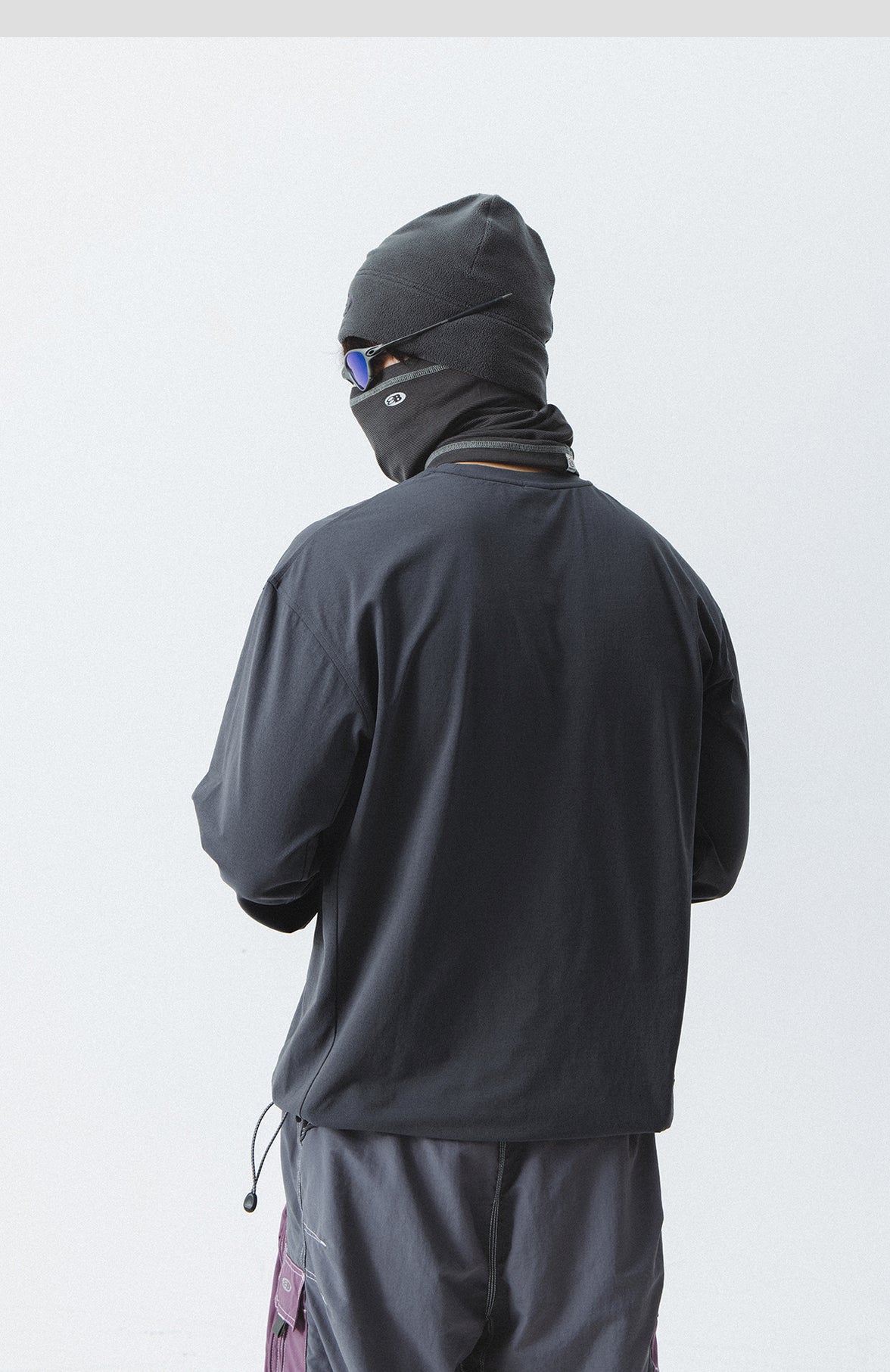 Blue Drawstring Training Unisex Long Sleeve T-shirt