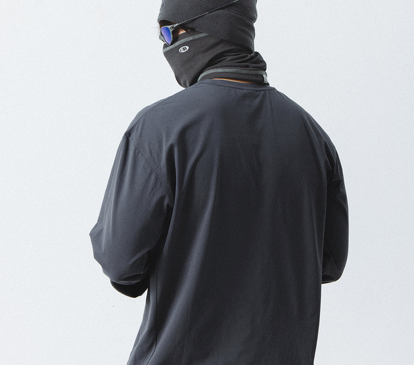 Blue Drawstring Training Unisex Long Sleeve T-shirt