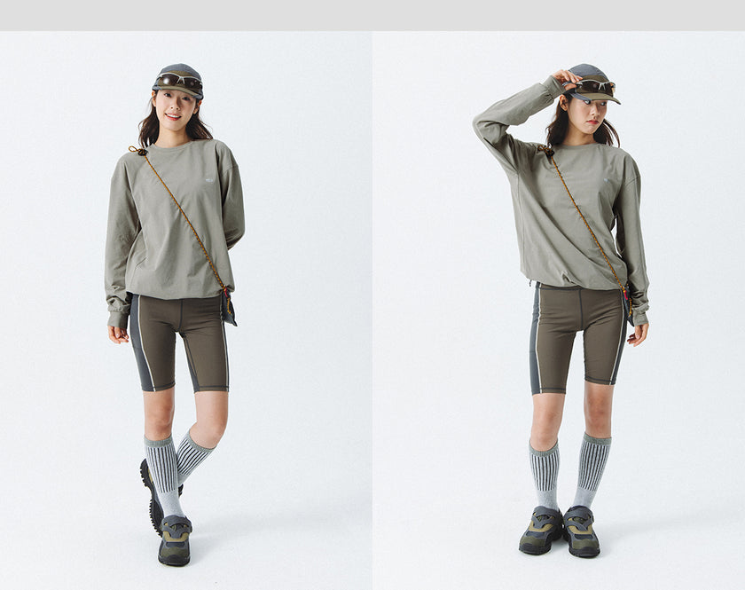 Blue Drawstring Training Unisex Long Sleeve T-shirt