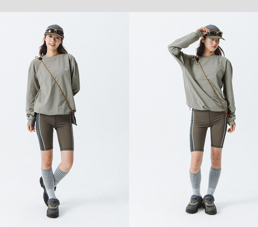 Blue Drawstring Training Unisex Long Sleeve T-shirt