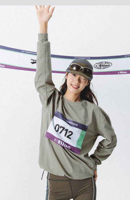 Blue Drawstring Training Unisex Long Sleeve T-shirt