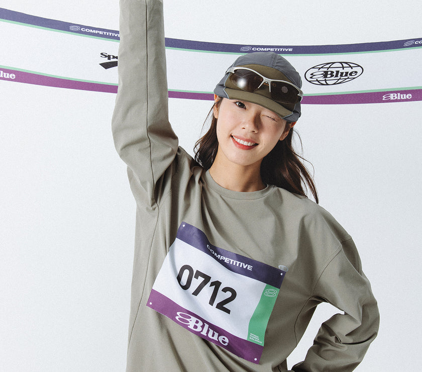 Blue Drawstring Training Unisex Long Sleeve T-shirt