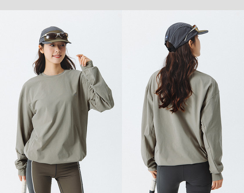 Blue Drawstring Training Unisex Long Sleeve T-shirt