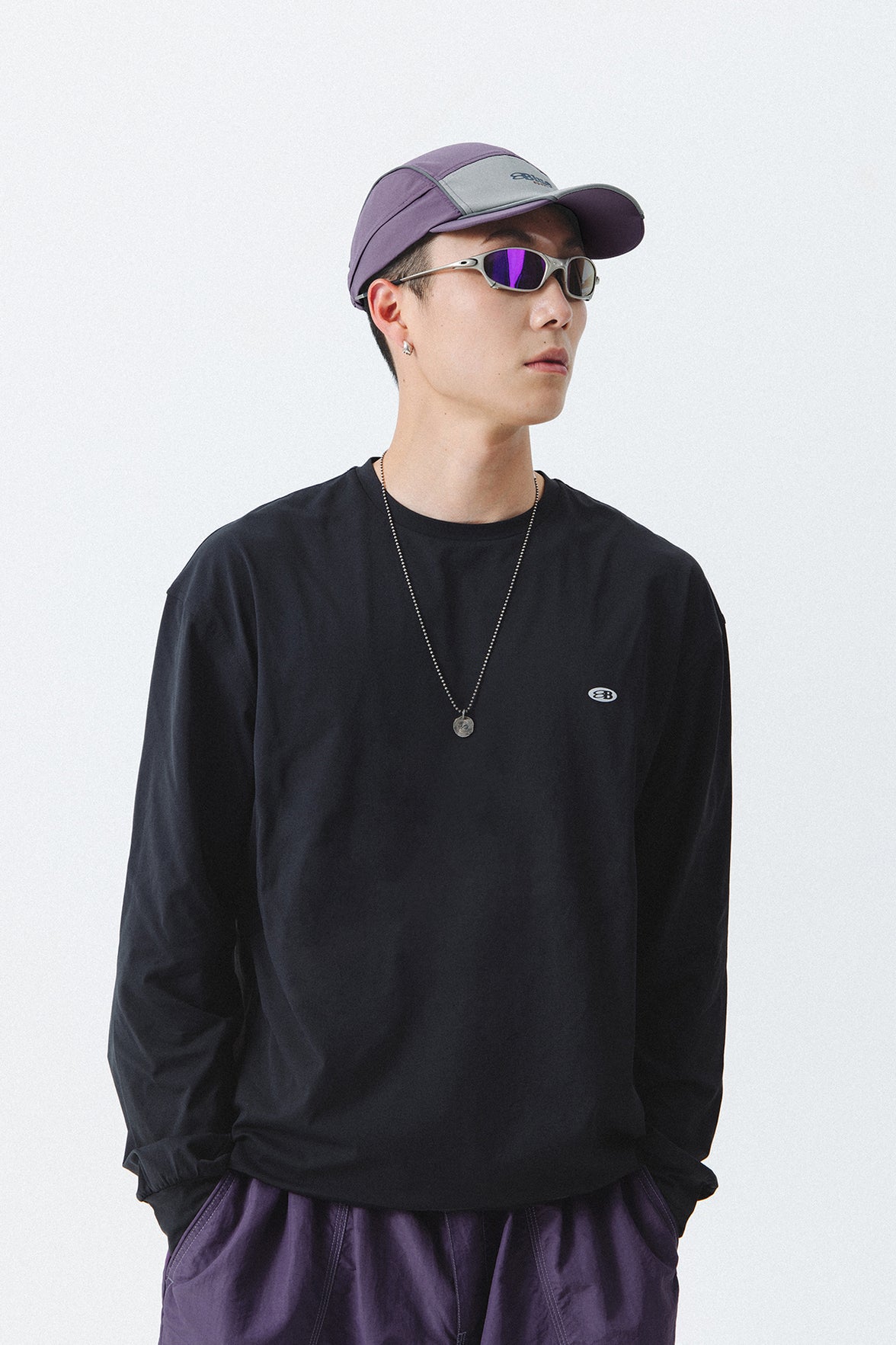 Blue Drawstring Training Unisex Long Sleeve T-shirt