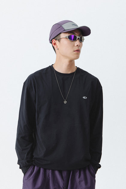 Blue Drawstring Training Unisex Long Sleeve T-shirt