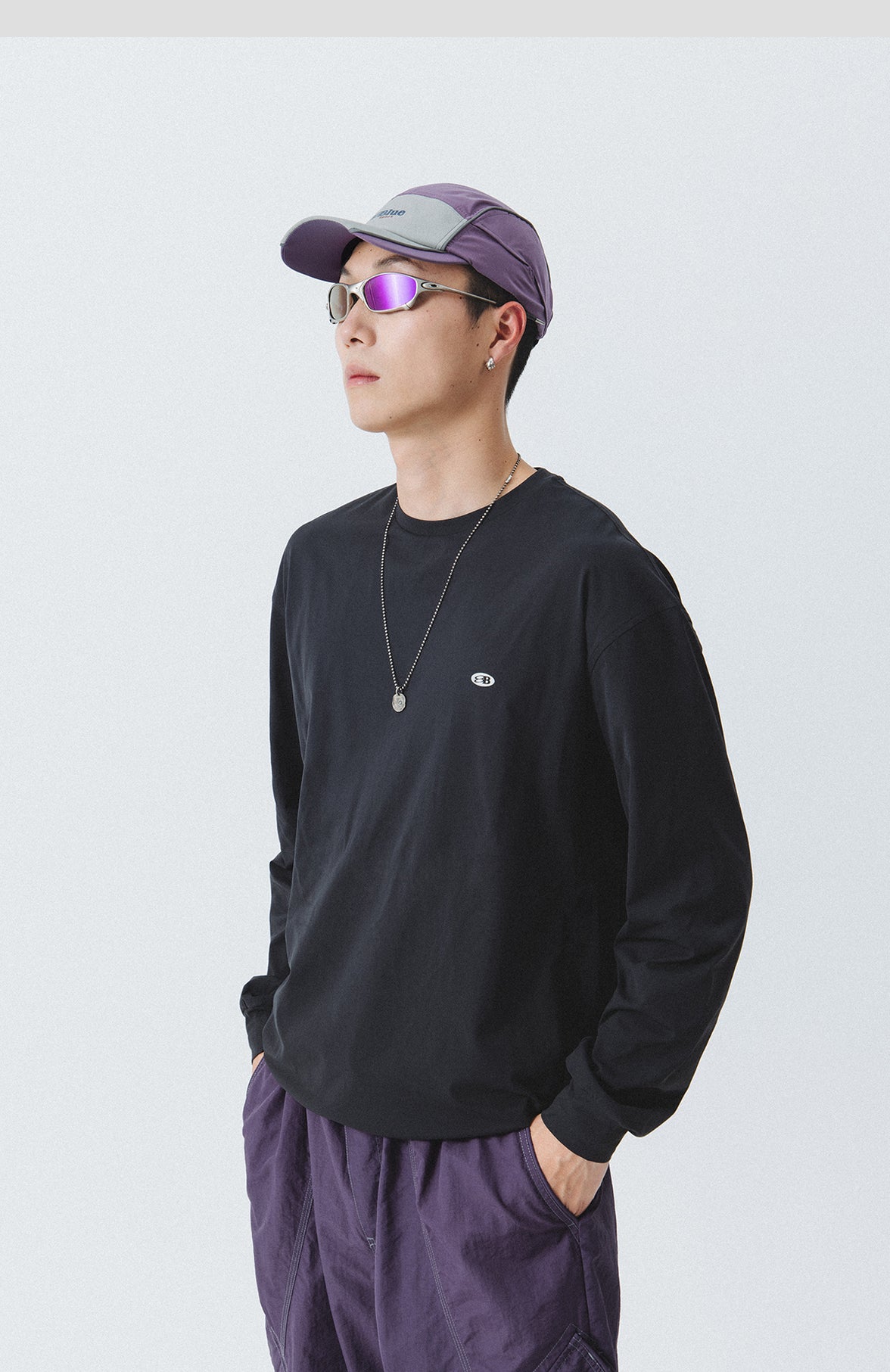 Blue Drawstring Training Unisex Long Sleeve T-shirt