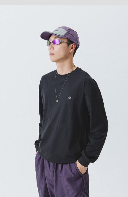 Blue Drawstring Training Unisex Long Sleeve T-shirt