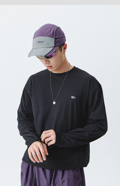 Blue Drawstring Training Unisex Long Sleeve T-shirt