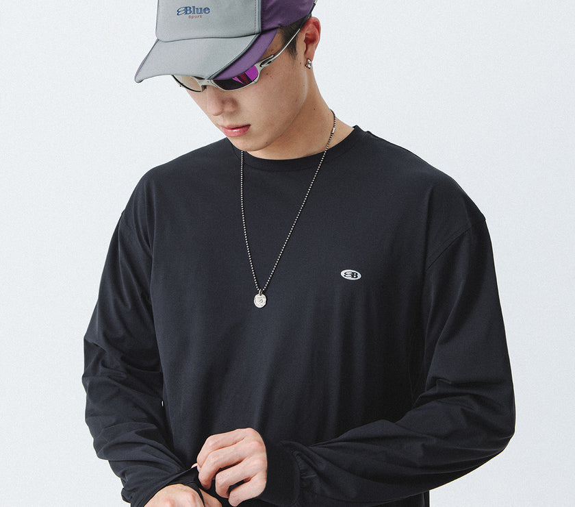 Blue Drawstring Training Unisex Long Sleeve T-shirt