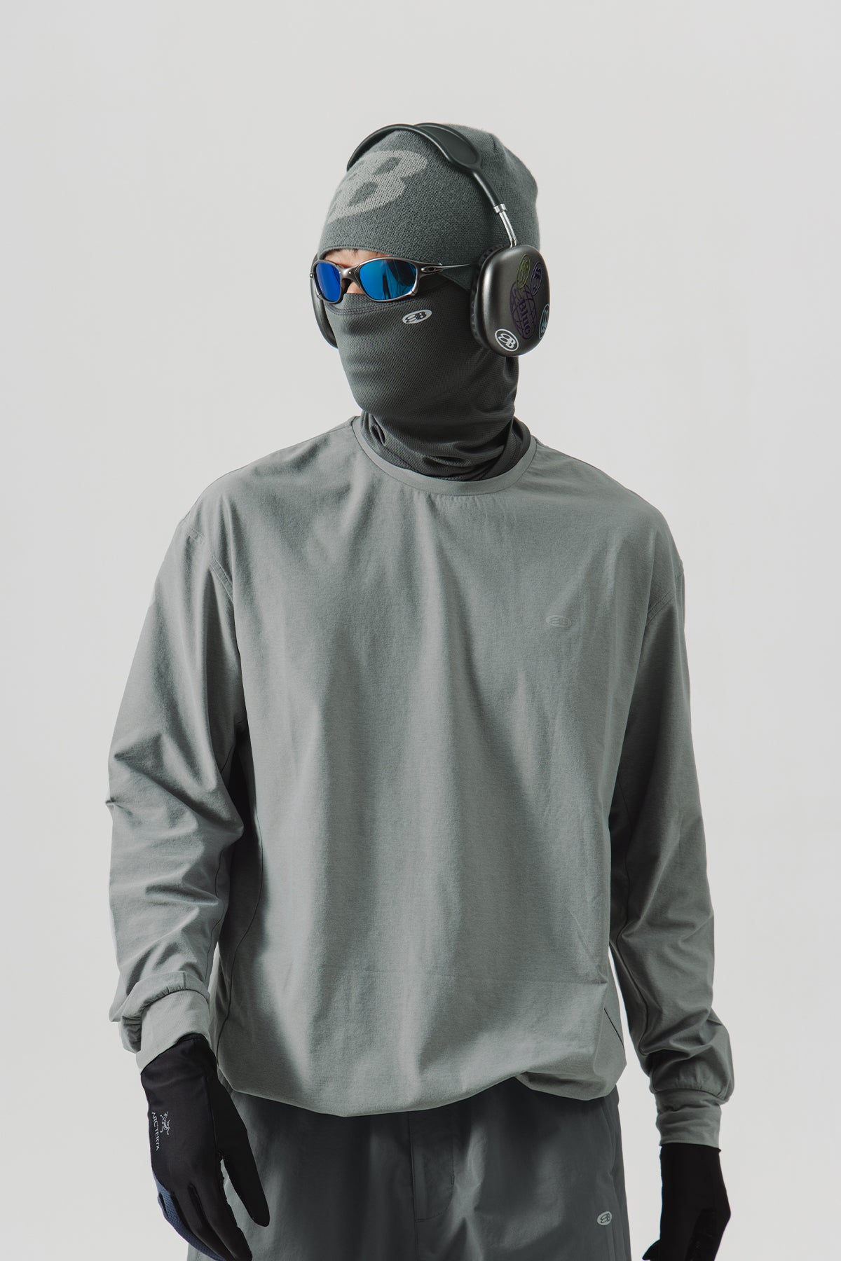 Blue Drawstring Training Unisex Long Sleeve T-shirt