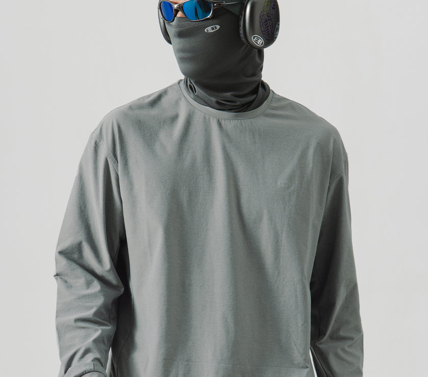 Blue Drawstring Training Unisex Long Sleeve T-shirt