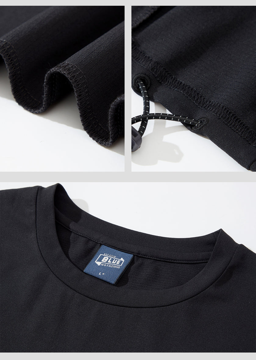 Blue Drawstring Training Unisex Long Sleeve T-shirt