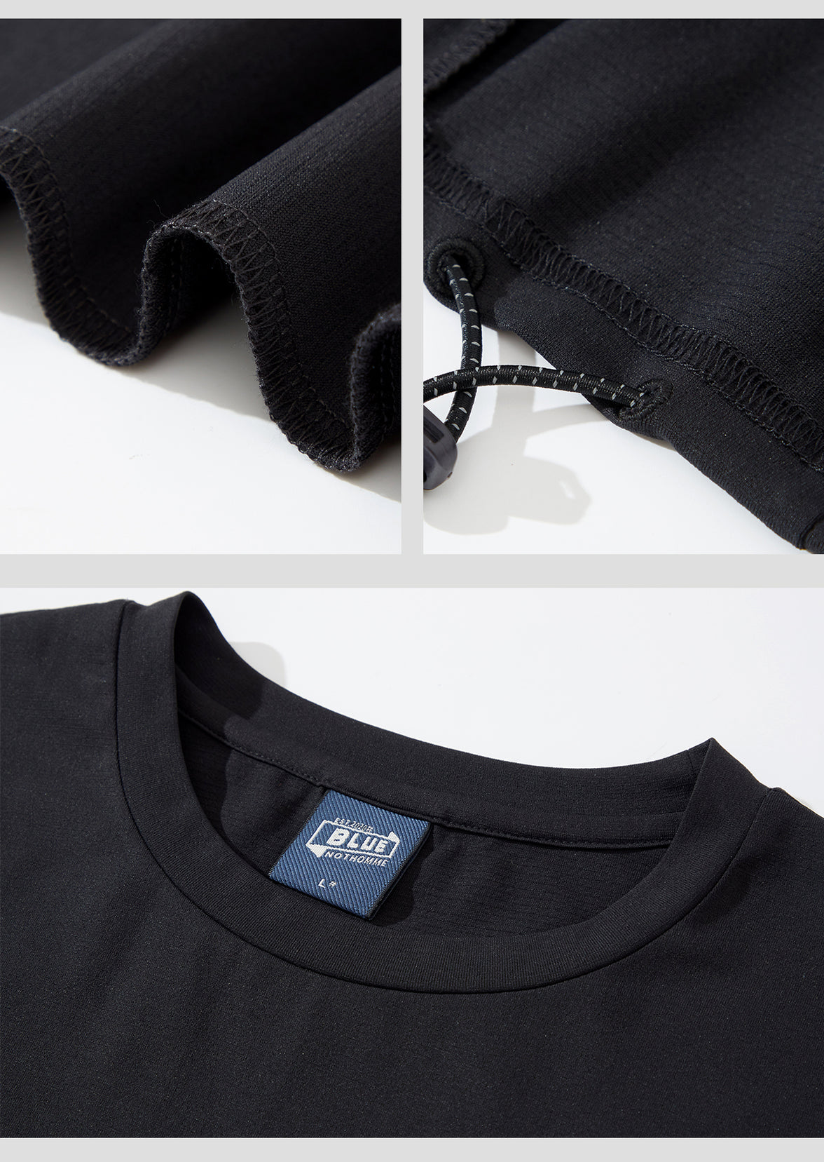 Blue Drawstring Training Unisex Long Sleeve T-shirt