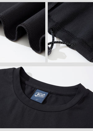 Blue Drawstring Training Unisex Long Sleeve T-shirt