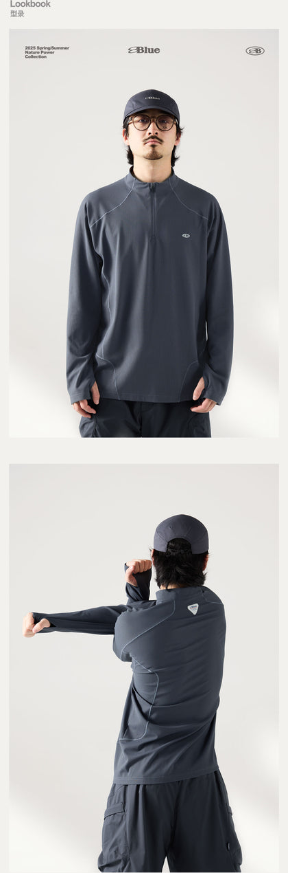 Blue Monte Stand-Up Collar Waffle Men's Training Long Sleeve T-Shirt