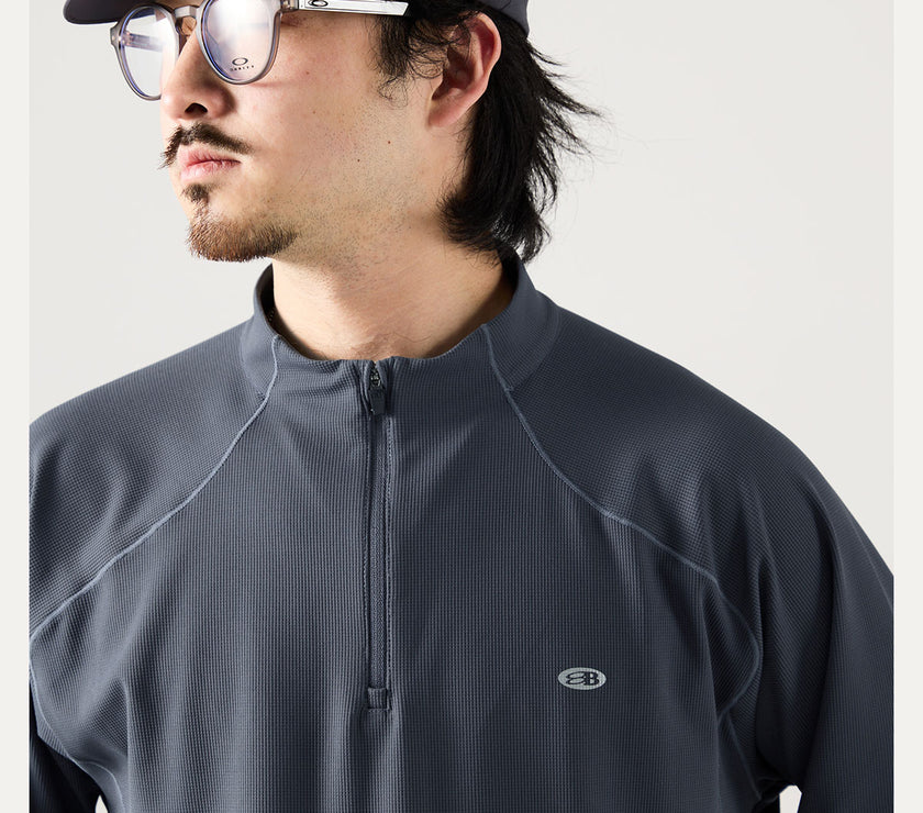 Blue Monte Stand-Up Collar Waffle Men's Training Long Sleeve T-Shirt