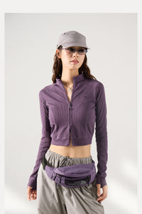 Blue Wool Waffle-Knit Women's Cardigan