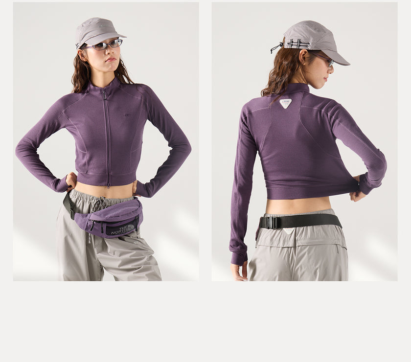 Blue Wool Waffle-Knit Women's Cardigan