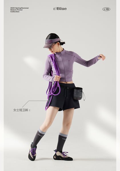 Blue Wool Waffle-Knit Women's Cardigan