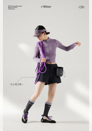 Blue Wool Waffle-Knit Women's Cardigan