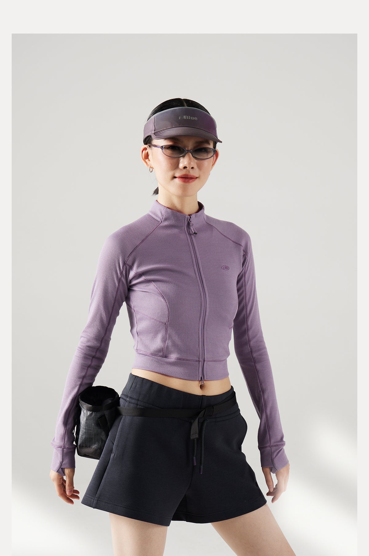 Blue Wool Waffle-Knit Women's Cardigan