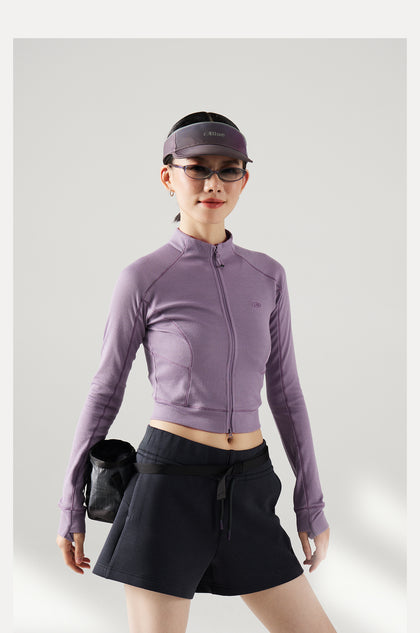 Blue Wool Waffle-Knit Women's Cardigan