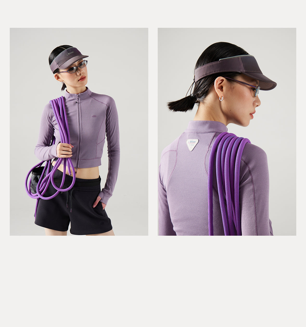 Blue Wool Waffle-Knit Women's Cardigan