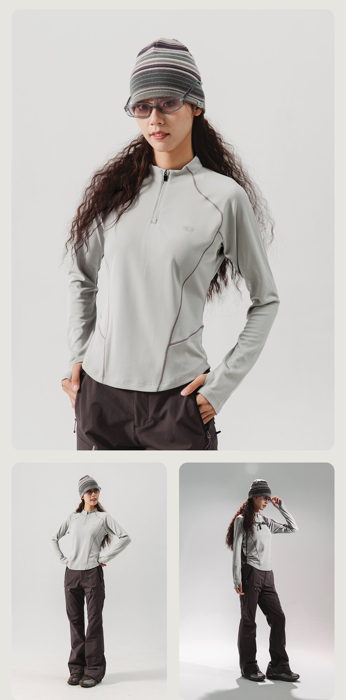 Blue Stand Collar Training Long Sleeve Ladies T-shirt