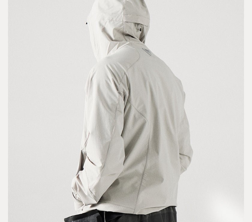 Blue Structured Soft-Shell Hooded Jacket