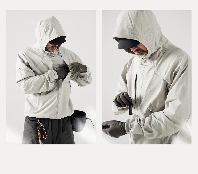 Blue Structured Soft-Shell Hooded Jacket