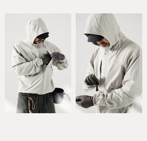 Blue Structured Soft-Shell Hooded Jacket