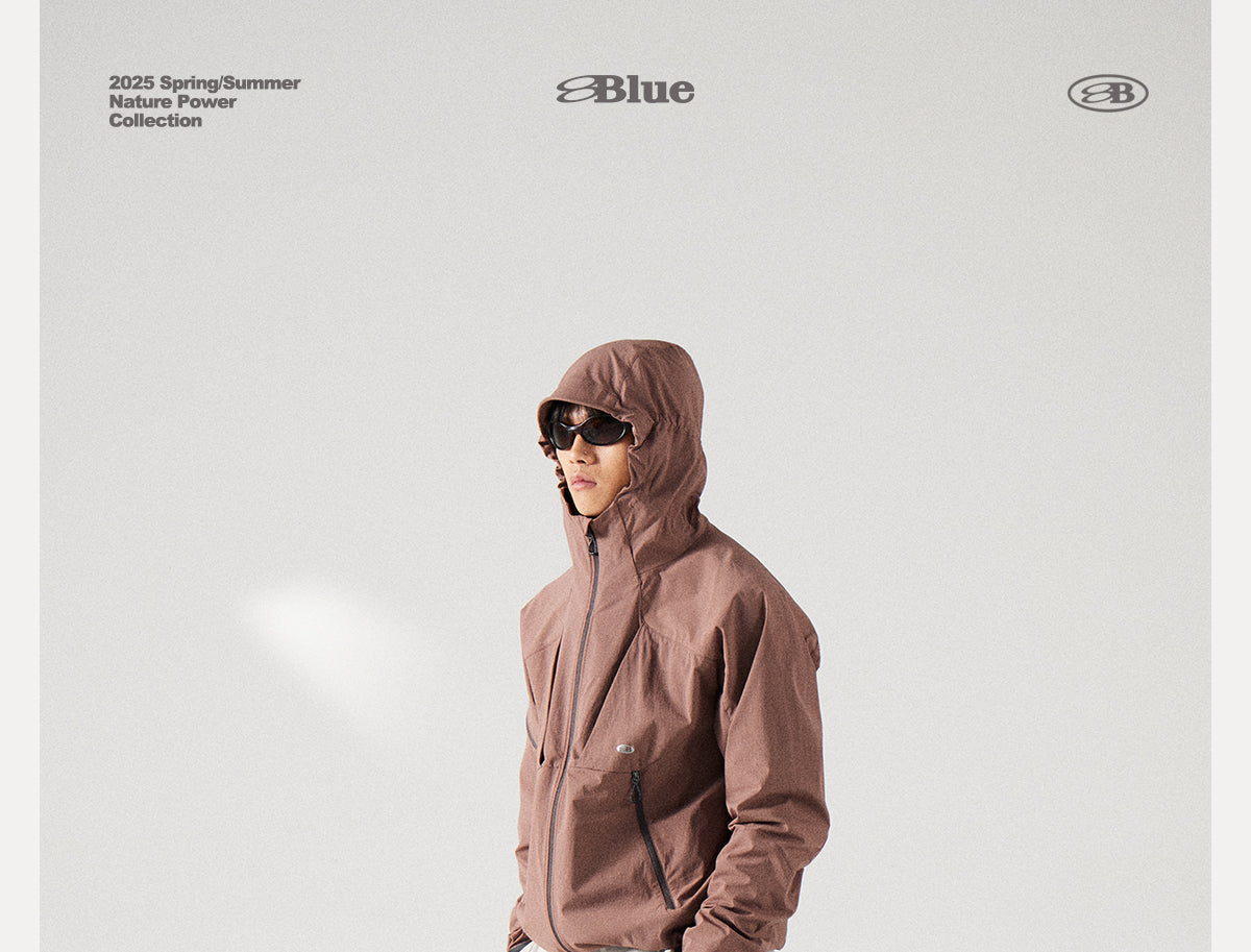 Blue Structured Soft-Shell Hooded Jacket