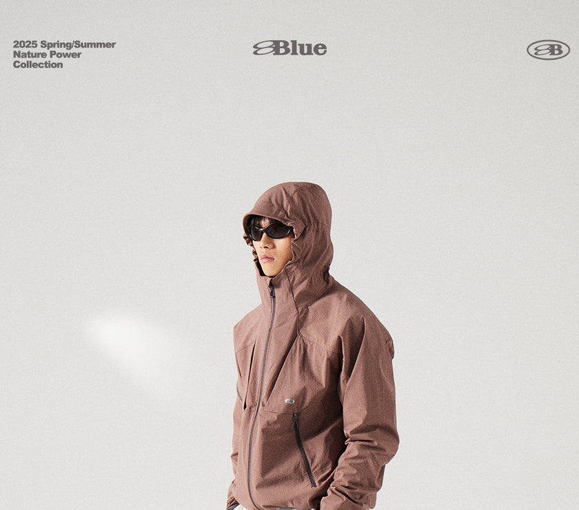 Blue Structured Soft-Shell Hooded Jacket