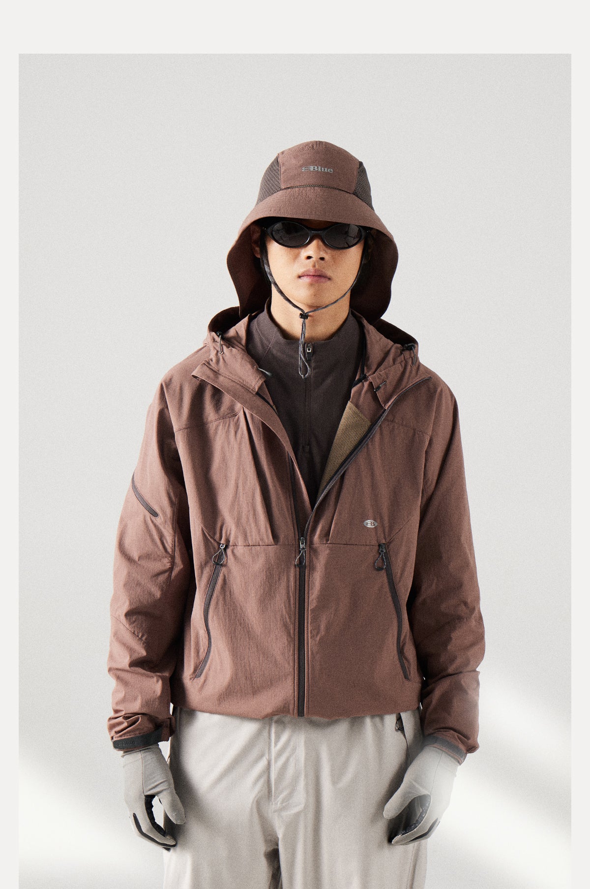 Blue Structured Soft-Shell Hooded Jacket