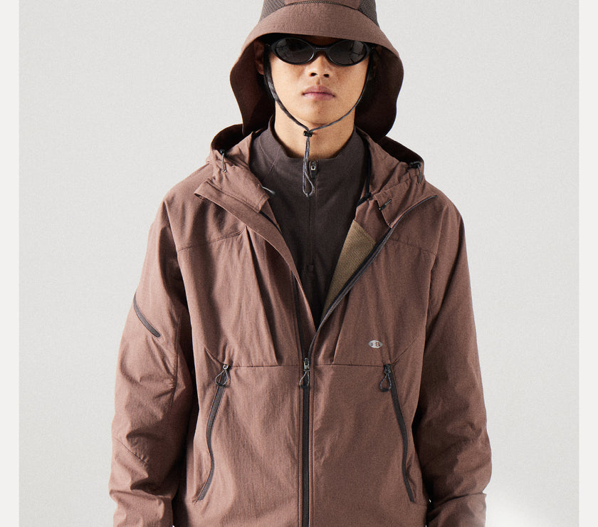 Blue Structured Soft-Shell Hooded Jacket